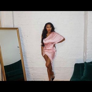 Off the shoulder satin dress